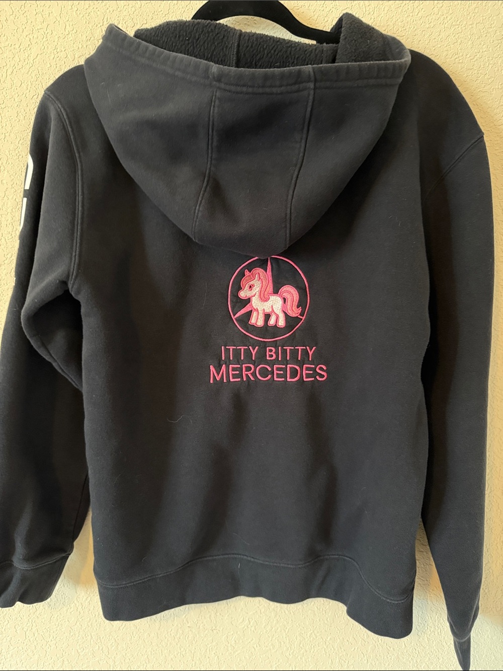 Carhartt Black Kids Hoodie with Pink Itty Bitty Mercedes Embroidery